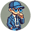 Pixel portrait of the builder
